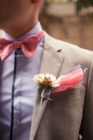 Детали образа жениха: галстук и платок в одном цвете